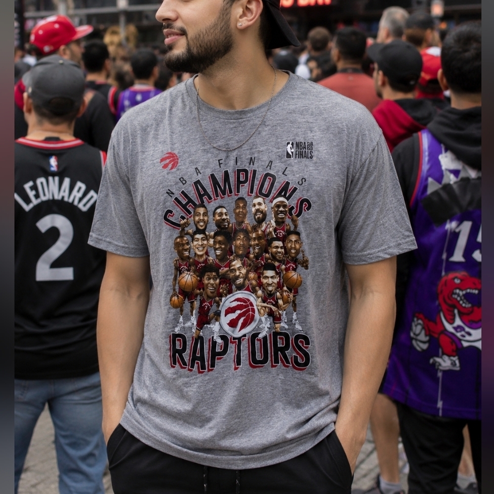Toronto Raptors NBA Finals Champions Graphic T-Shirt Gray Size S Basketball Tee